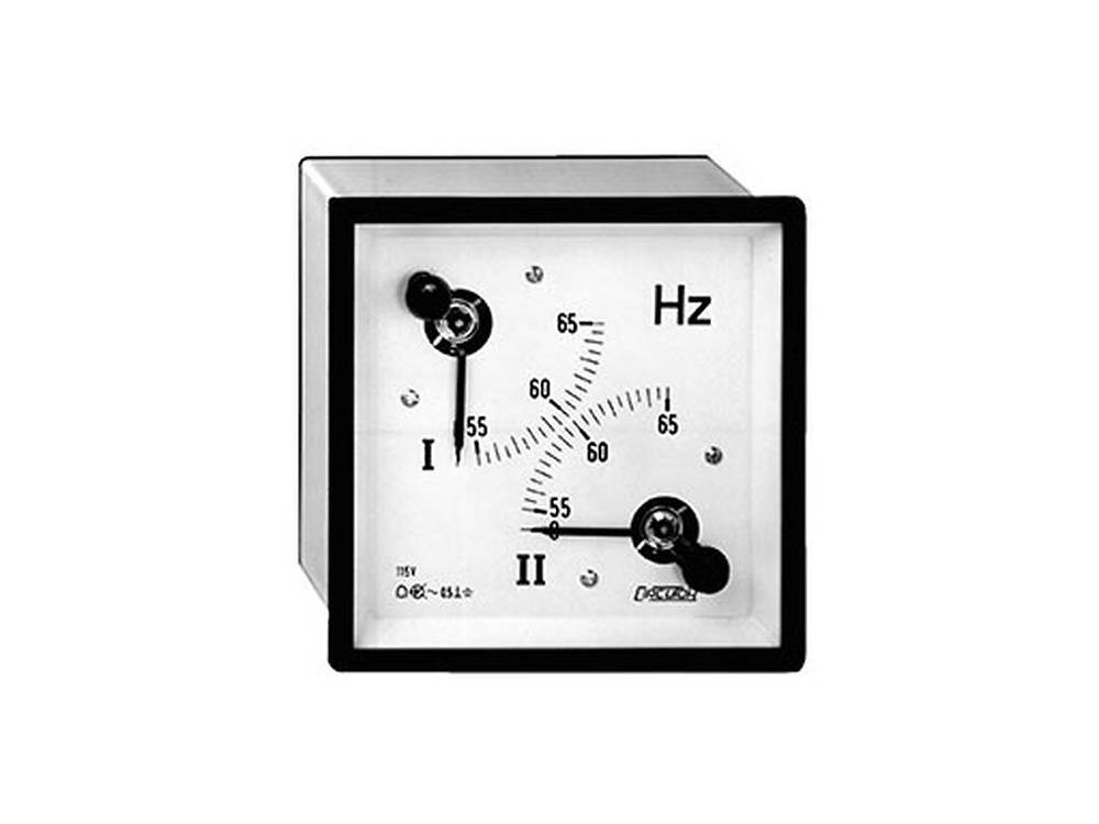 2HC144 45-55Hz, Frecuencímetro doble de aguja 90º, panel 144x144 2HC144 45-55Hz, Frecuencímetro doble de aguja 90º, panel 144x144