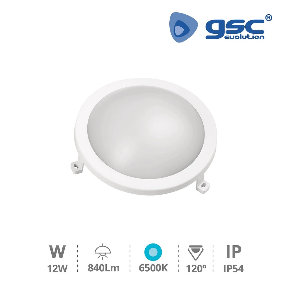 Aplique redondo Hitra 12W 6500K IP54 Aplique redondo Hitra 12W 6500K IP54 GSC