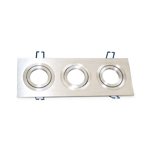 Aro basculante rectangular triple empotrable/liso GU10 Max.3x50W para bombillas dicroicas aluminio GSC 