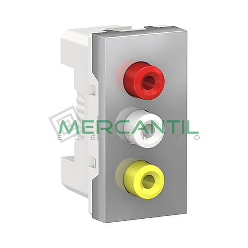 Base Audio/Video 3xRCA 1 Modulo New Unica SCHNEIDER ELECTRIC Aluminio 