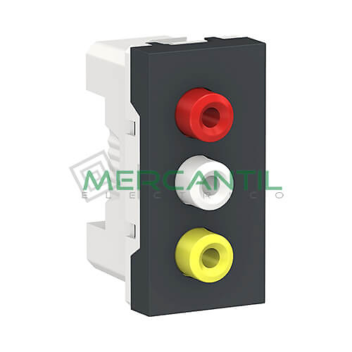 Base Audio/Video 3xRCA 1 Modulo New Unica SCHNEIDER ELECTRIC Antracita 