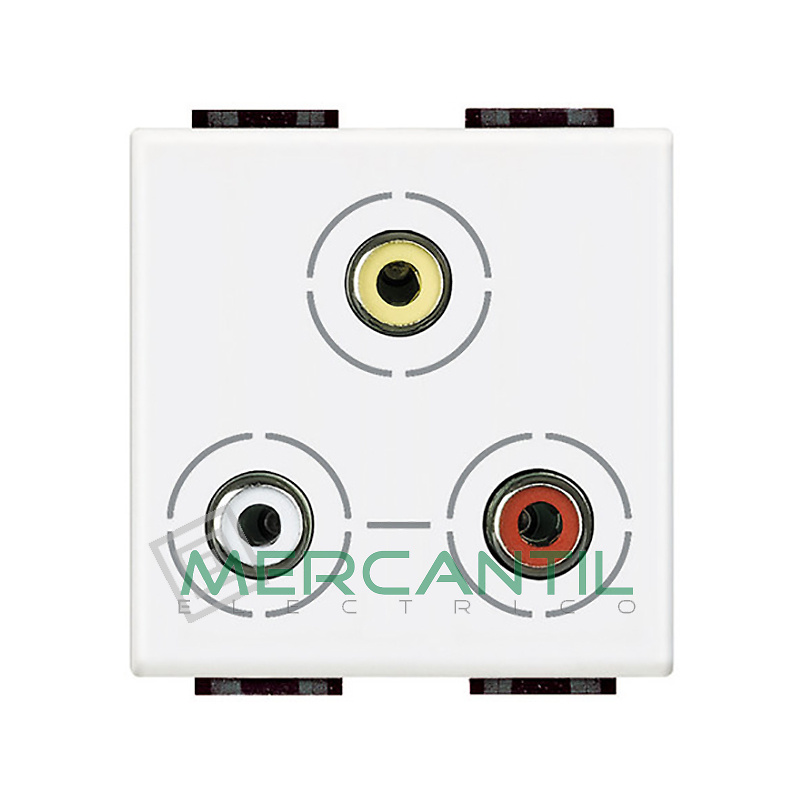 Base Audio/Video 3xRCA 2 Modulos Living Light BTICINO Blanco 