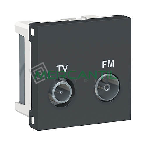 Base Derivacion TV-FM 2 Modulos New Unica SCHNEIDER ELECTRIC Antracita 