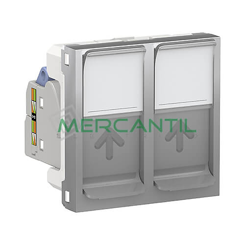 Base Doble Informatica RJ45 S-One Categoria 6 STP 2 Modulos New Unica SCHNEIDER ELECTRIC Aluminio 