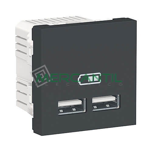 Base Doble USB para Recarga con Tension 5V 2 Modulos New Unica SCHNEIDER ELECTRIC Antracita 
