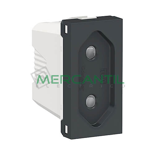 Base Enchufe 2P 10A 1 Modulo New Unica SCHNEIDER ELECTRIC - Embornamiento a Tornillo Antracita 