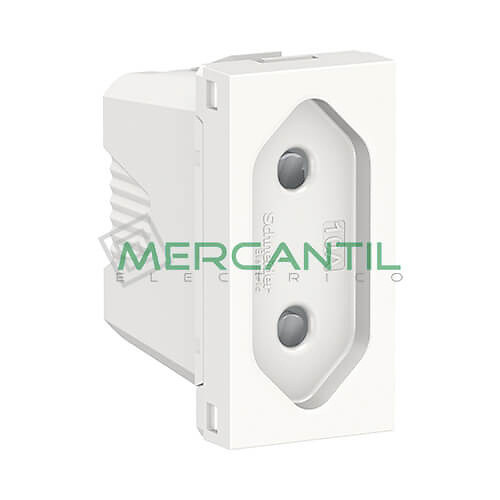 Base Enchufe 2P 10A 1 Modulo New Unica SCHNEIDER ELECTRIC - Embornamiento a Tornillo Blanco 