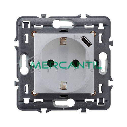 base-corriente-2p-t-usb-tipo-c-aluminio-valena-next-legrand-741334 