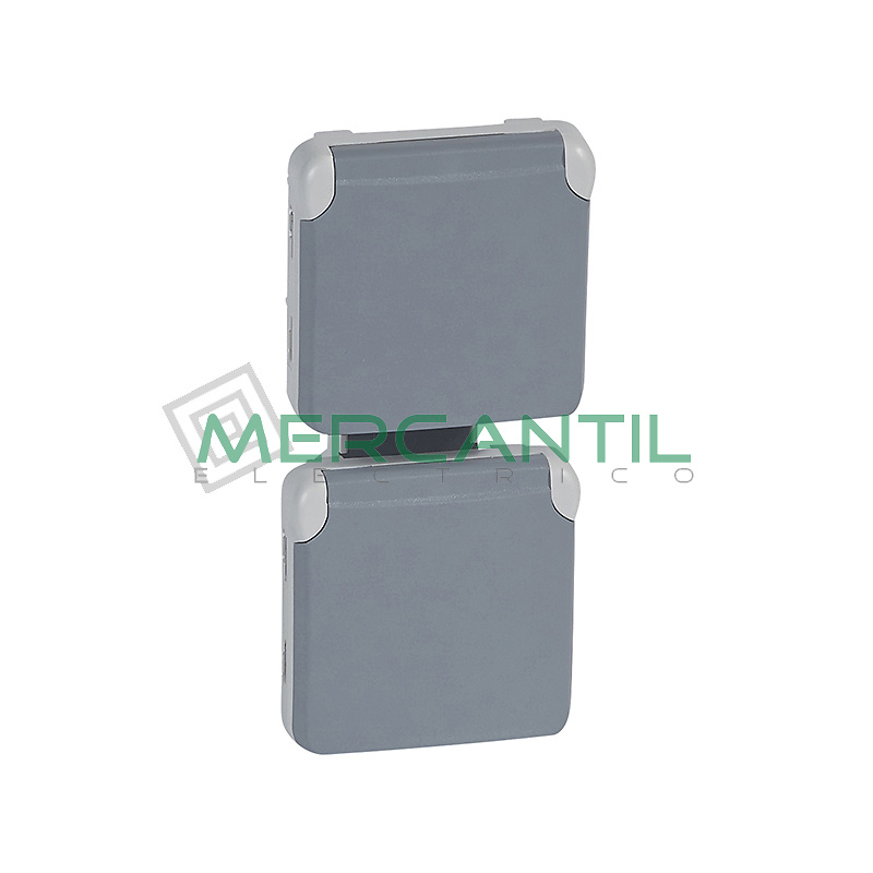 Base de Corriente Doble 2x2P+T Lateral Vertical Plexo Legrand 