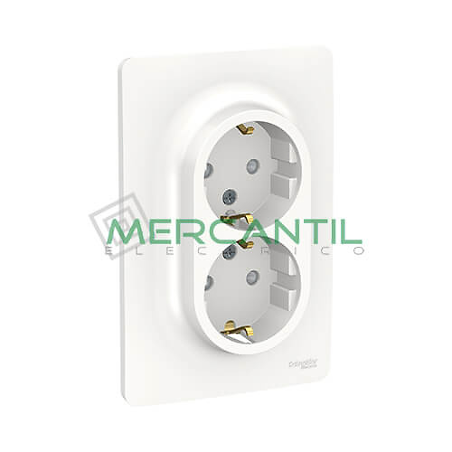 Base de Enchufe Schuko Doble Monobloc 2P+T 16A 1 Modulo New Unica SCHNEIDER  ELECTRIC - Embornamiento a Tornillo - Menú principal, Mecanismos  eléctricos, Schneider Electric, New Unica, Bases de Enchufe y Cargadores