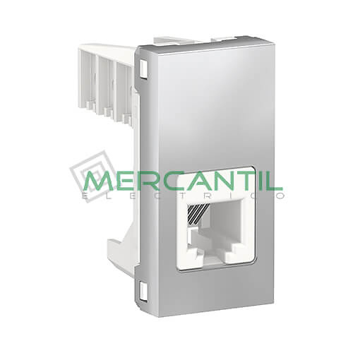 Base de Telefono RJ12 1 Modulo New Unica SCHNEIDER ELECTRIC - 6 Contactos Aluminio 