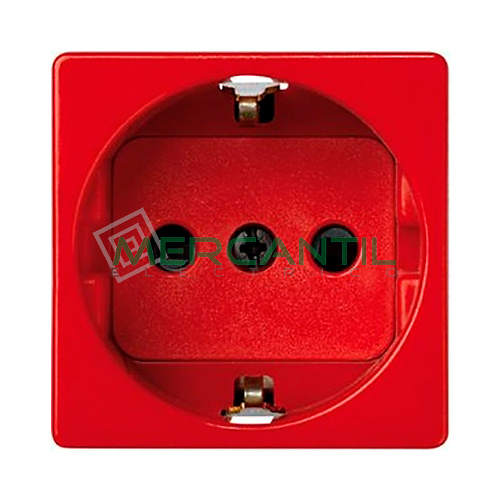 Bipolar Schuko con Toma de Tierra Lateral y Dispositivo de Seguridad 16A 250V SIMON 27 Play - Embornamiento Rapido Rojo 