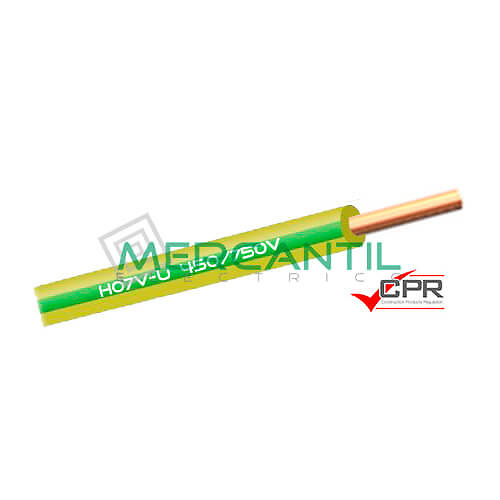 Cable Rigido de PVC 1.5mm 450/750V H07V-U CPR - 200 Metros 1.5 H07V-U Amarillo/Verde 200 