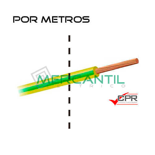 Cable flexible libre de halógenos 10mm 450/750V H07Z1-K CPR por metros 10 H07Z1-K Amarillo/Verde 1 