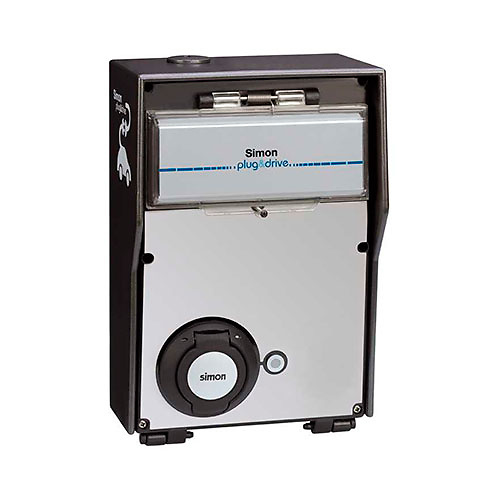 Caja basica con 1 toma 32A 7.2kW monofasico modo 3 tipo 2 IP54 Simon 