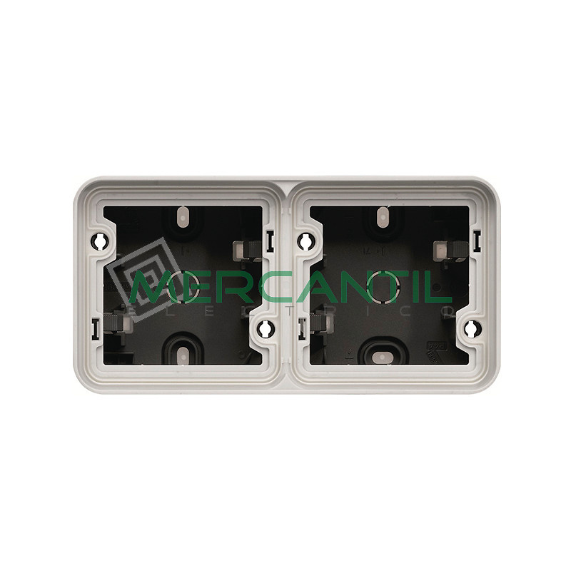 Caja de Superficie IP55 Doble Horizontal 1+2 Entradas Cubyko HAGER 