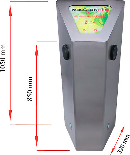 Cargador electrico Pole 2 conectores socket tipo 2 monofasico version basica punto de recarga modo 3 compatible con IEC-61851-1 Wallbox 