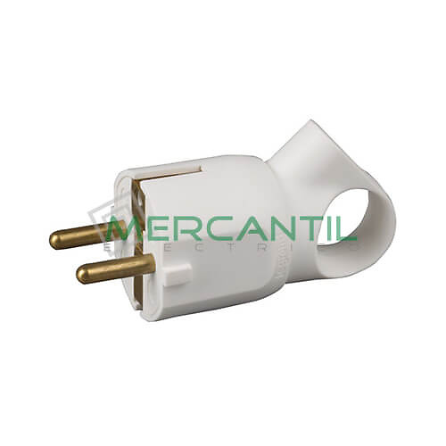 Clavija de Enchufe Schuko con Anillo Tirador y Salida de Cable Recta/Lateral 2P+T 16A LEGRAND Blanco 