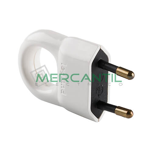 Clavija de Enchufe con Anillo Tirador y Salida de Cable Recta/Lateral 2P 10A LEGRAND Blanco 