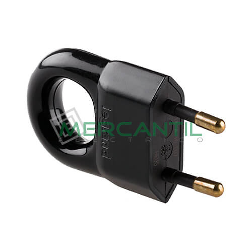 Clavija de Enchufe con Anillo Tirador y Salida de Cable Recta/Lateral 2P 10A LEGRAND Negro 