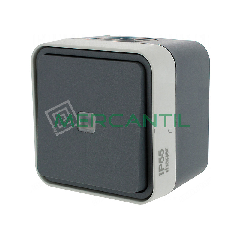 Conmutador con Testigo Monobloc Superficie Cubyko HAGER 