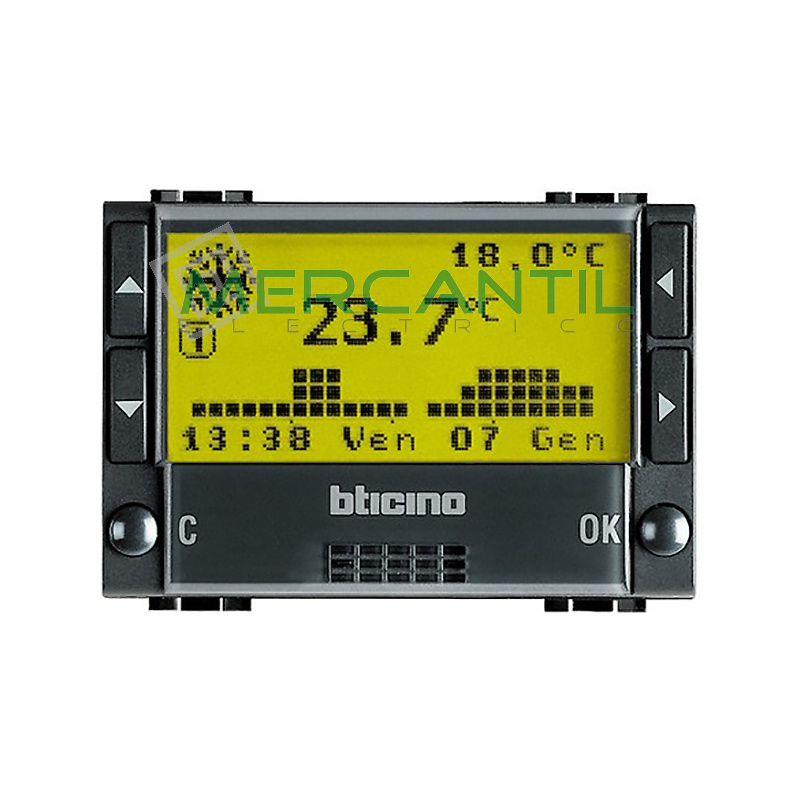 Cronotermostato de Empotrar 3 Modulos Living Light BTICINO Antracita 