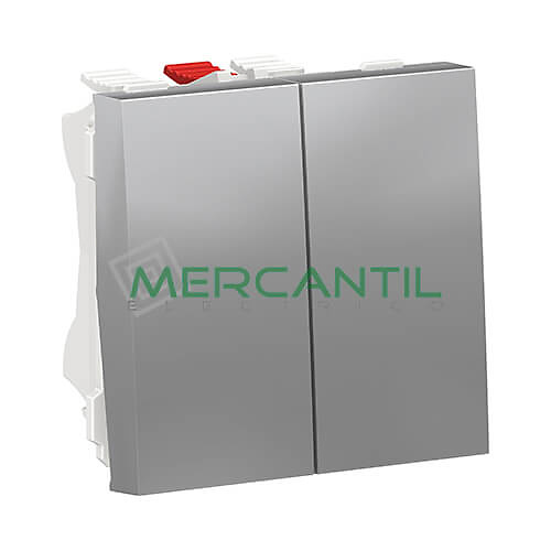 Doble Conmutador 10A 2 Modulos New Unica SCHNEIDER ELECTRIC Aluminio 