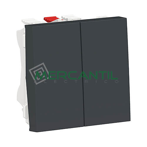 Doble Conmutador 10A 2 Modulos New Unica SCHNEIDER ELECTRIC Antracita 