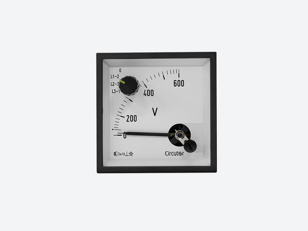 EC96 F III+N 300V, Voltímetro con conmutador de fase para medida en alterna, hierro móvil, panel 96x96 EC96 F III+N 300V, Voltímetro con conmutador de fase para medida en alterna, hierro móvil, panel 96x96