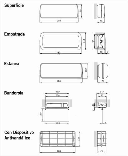 dimensiones-EVO-300EST Emergencia LED Estanca Evolution de la marca SAGELUX dimensiones.