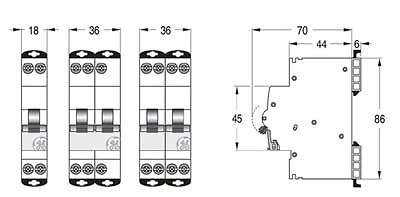medidas interruptor dpn 692796 Interruptor DPN 1P+N 16A EPC61N Sector Residencial-Terciario GENERAL ELECTRIC
