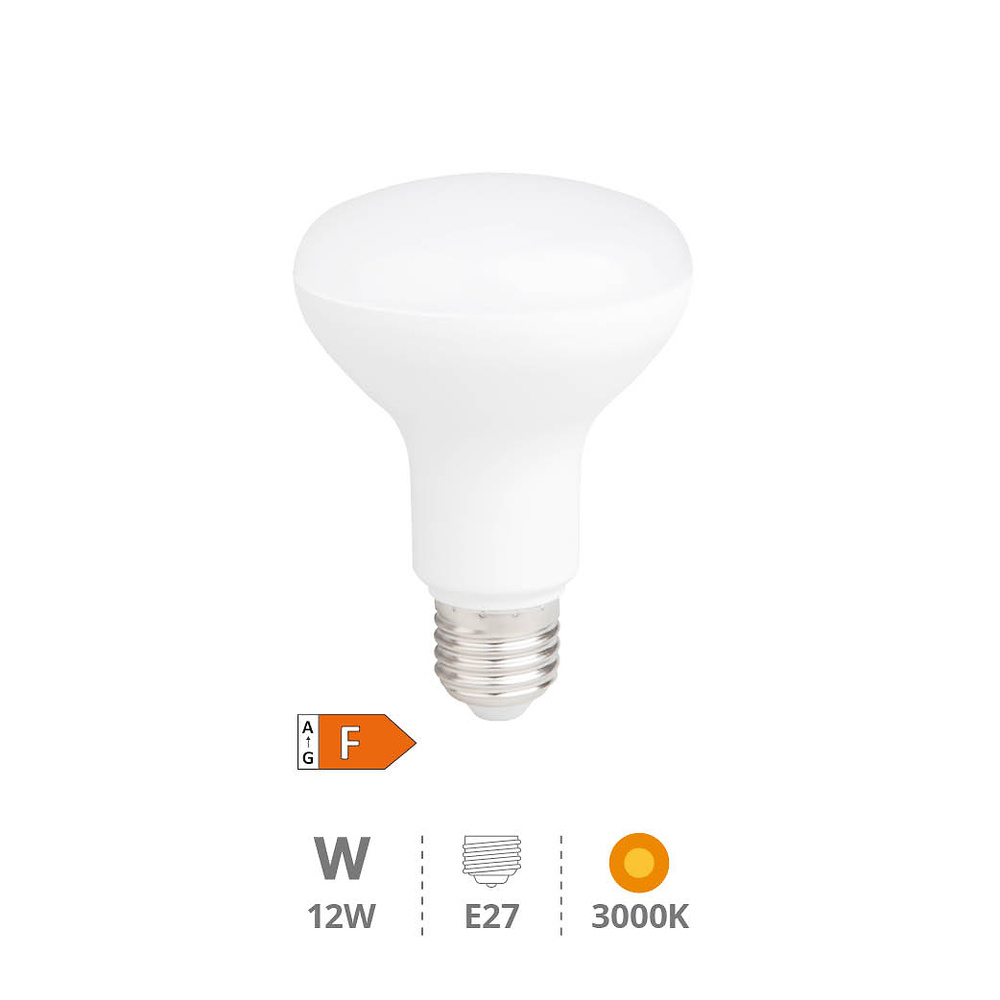 Lámpara LED reflectora R80 12W E27 3000K 