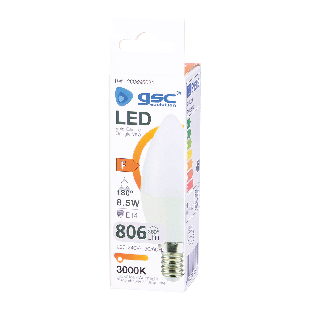 Lámpara LED vela 6,5W E14 6000K 