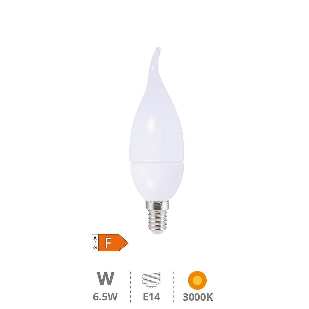 Lámpara LED vela soplo de viento 6,5W E14 3000K 