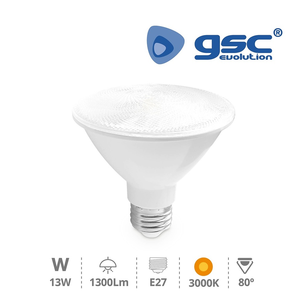 Lámpara PAR30 13W E27 3000K IP65 Lámpara PAR30 13W E27 3000K IP65 GSC