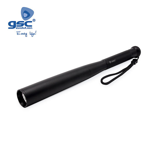 Garsaco Linterna tipo porra 5W Garsaco Tres modos: Media intensidad / Máxima intensidad / Parpadeo. Con asa para colgar. Tipo LED: CREE LED. Material: aluminio. Distancia alumbrado: 120M. Pilas no incluidas. 300Lm