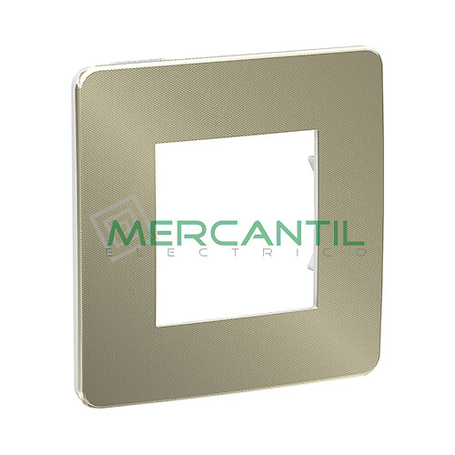 Marco Embellecedor Universal Soporte Blanco Studio Metal New Unica SCHNEIDER ELECTRIC - Color Bronce 1 Elemento Horizontal 