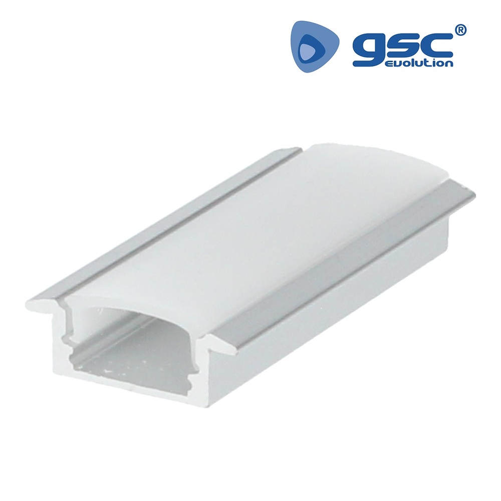 Perfil aluminio traslúcido empotrar 2M para tiras LED hasta 12mm Perfil aluminio traslúcido empotrar 2M para tiras LED hasta 12mm GSC