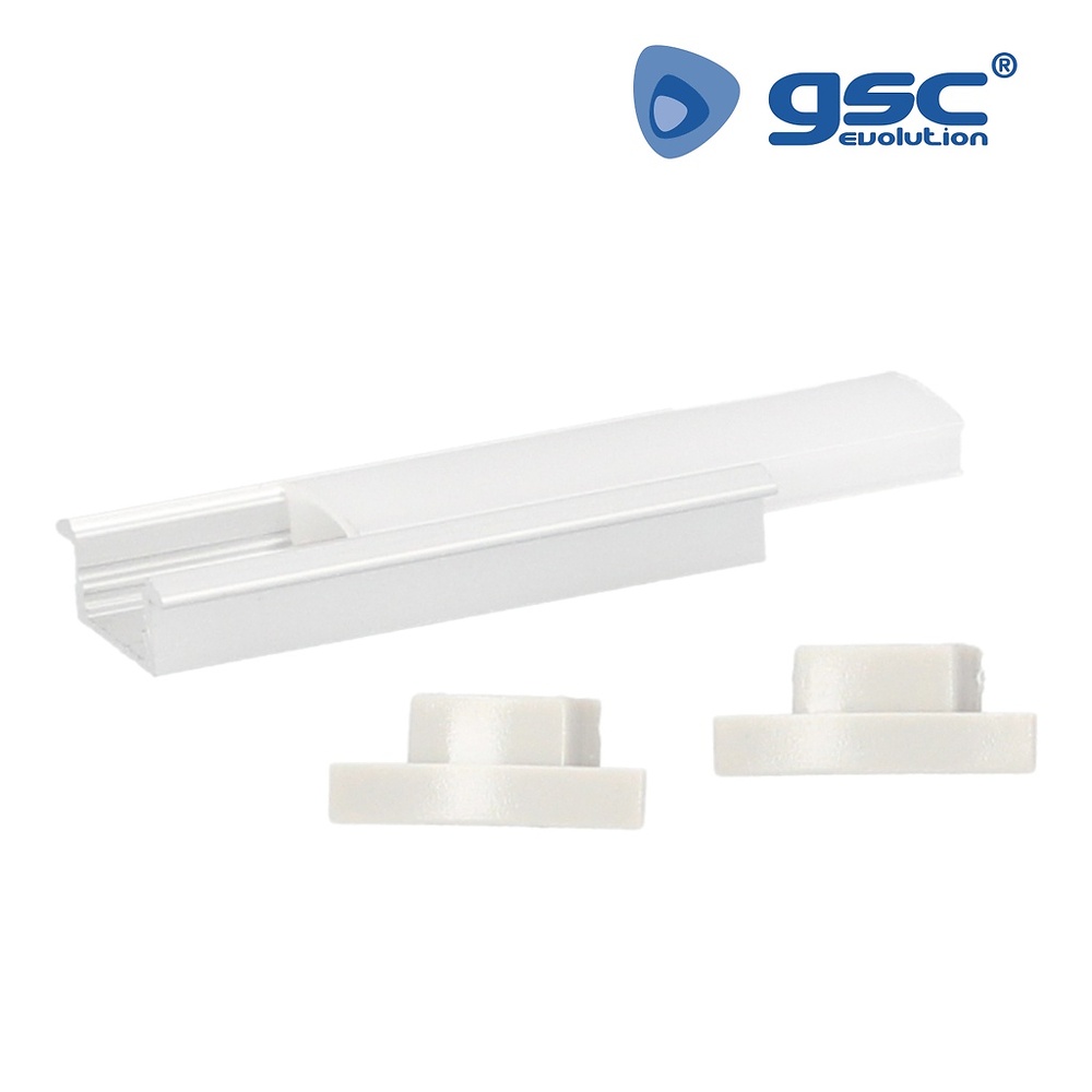 Perfil aluminio traslúcido empotrar 2M para tiras LED hasta 12mm Perfil aluminio traslúcido empotrar 2M para tiras LED hasta 12mm GSC
