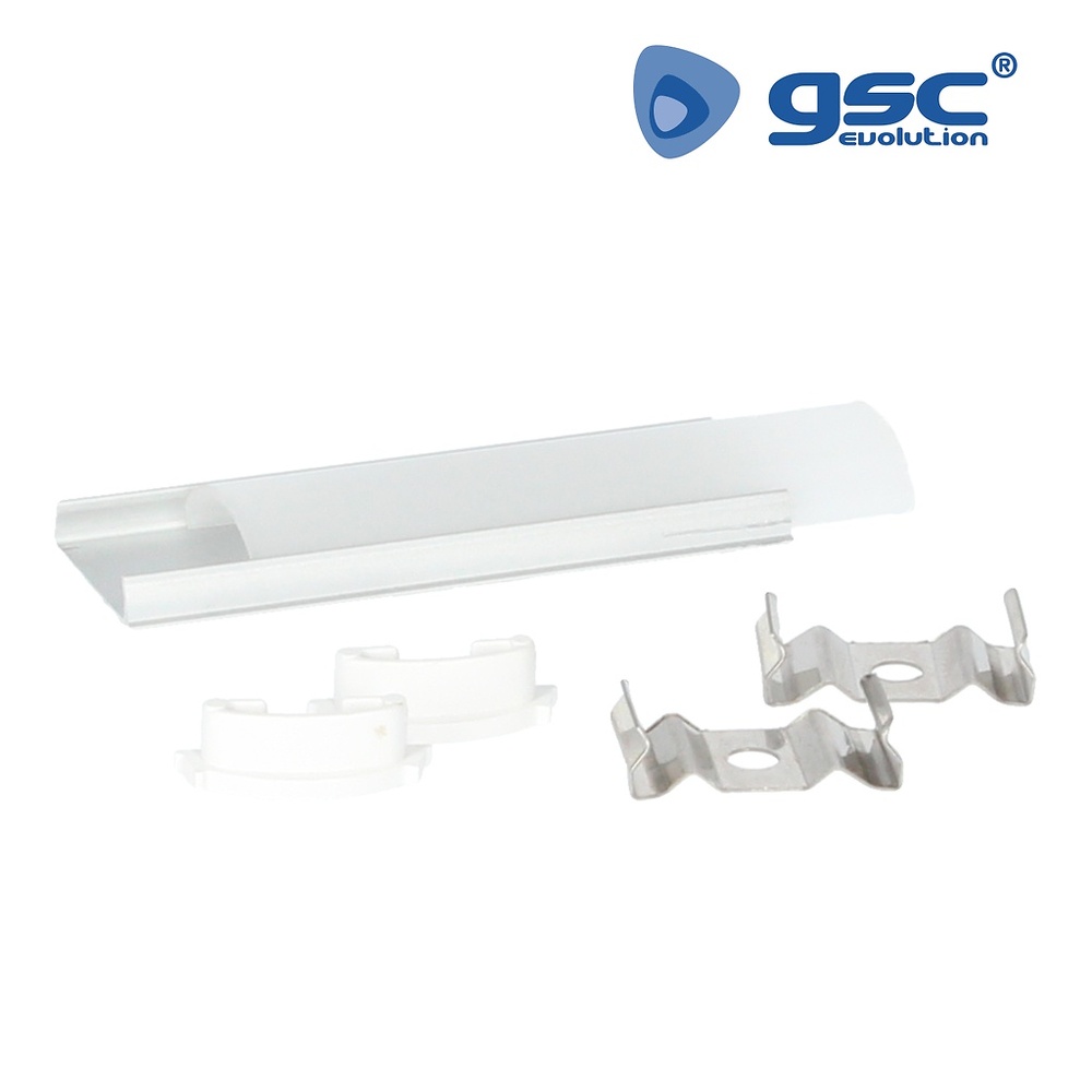 Perfil aluminio traslúcido superficie ovalado 2M para tiras LED hasta 14mm Perfil aluminio traslúcido superficie ovalado 2M para tiras LED hasta 14mm GSC