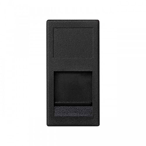 Placa medio mecanismo Simon K45 color grafito KA76-14 Placa de voz y datos plana con guardapolvo 1 elemento para 1 RJ45 compatibilidad otros fabricantes blanco Simon K45. Color grafito