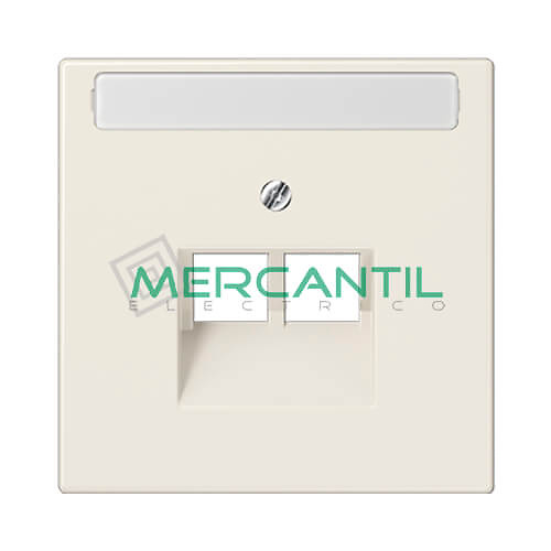 Placa para Toma de Telefono RJ11 UAE con Regleta Inscripcion LS990 JUNG - 2 Conectores Blanco Marfil 