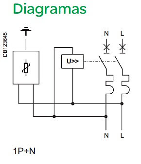 protector sobretensiones esquema-16303 Protección Sobretensiones 1Polo + Neutro Corriente Nominal 40A Combi SPU Sector Industrial SCHNEIDER ELECTRIC