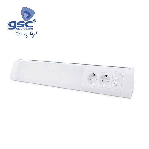 Regleta LED esquina toma + interruptor 20W 6500K Regleta LED esquina toma + interruptor 20W 6500K GSC