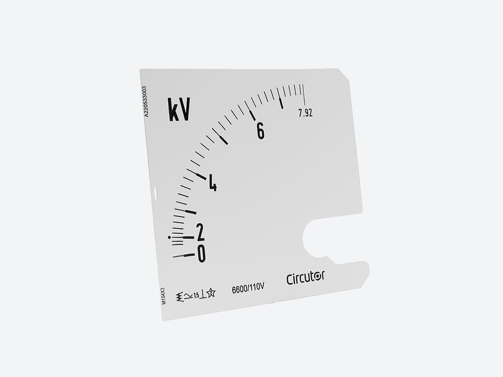 SEC96 13200 -110V, Escala intercambiable para Voltímetro EC96, panel 96x96 SEC96 13200 -110V, Escala intercambiable para Voltímetro EC96, panel 96x96