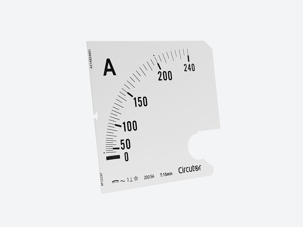 SMC72 500-5 A, Escala intercambiable para amperímetro maxímetro MC72, panel 72x72 SMC72 500-5 A, Escala intercambiable para amperímetro maxímetro MC72, panel 72x72