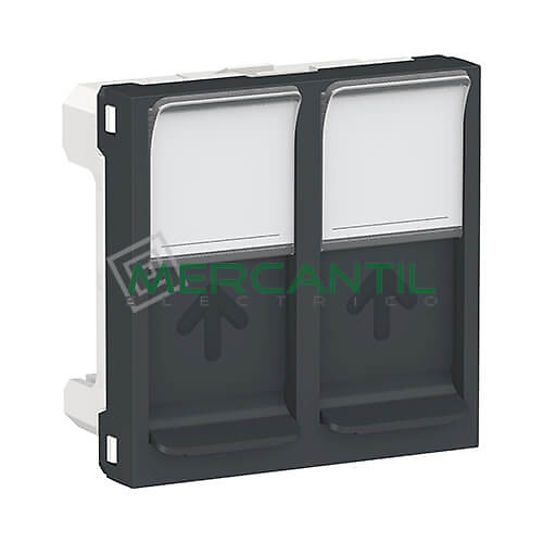 Tapa de Recambio para Base Doble RJ45 S-One 2 Modulos New Unica SCHNEIDER ELECTRIC Antracita 