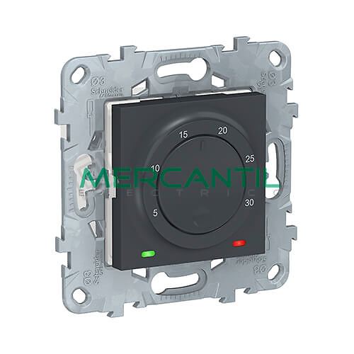 Termostato Calefaccion Suelo Radiante 8A 2 Modulos New Unica SCHNEIDER ELECTRIC Antracita 