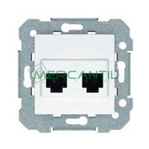 Toma Doble RJ11/RJ45 Formato Keystone con Garras BJC VIVA Blanco Polar 