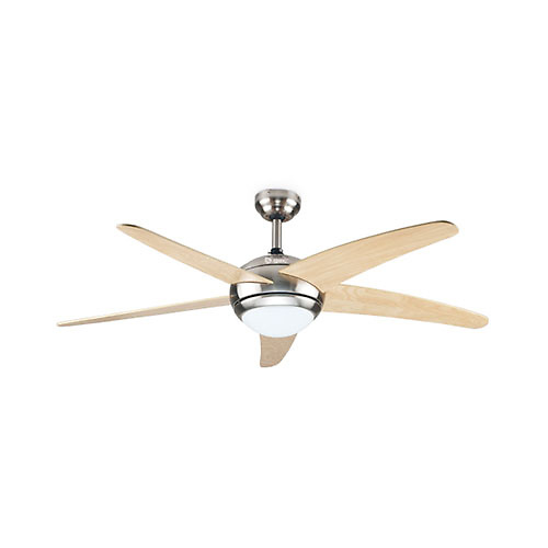Ventilador techo con luz 60W 5 aspas con mando madera haya GSC 